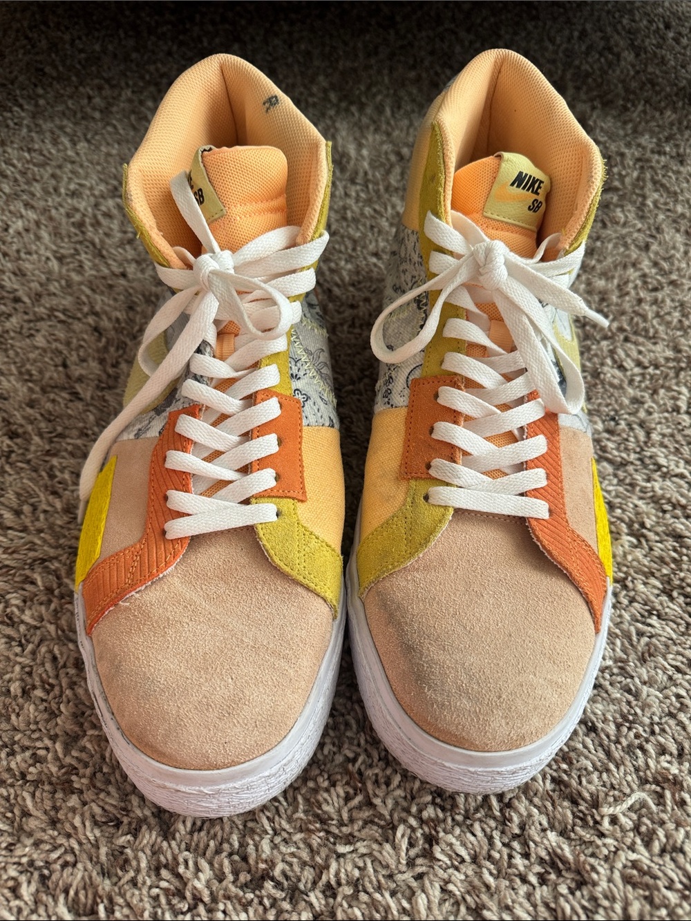Nike High-Top Skate Shoes in Cream, Yellow & Orange